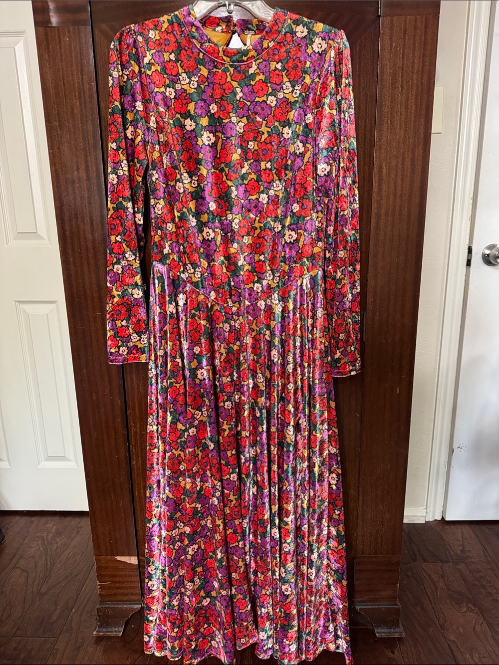 Free People Multicolor Floral Velvet Maxi Dress